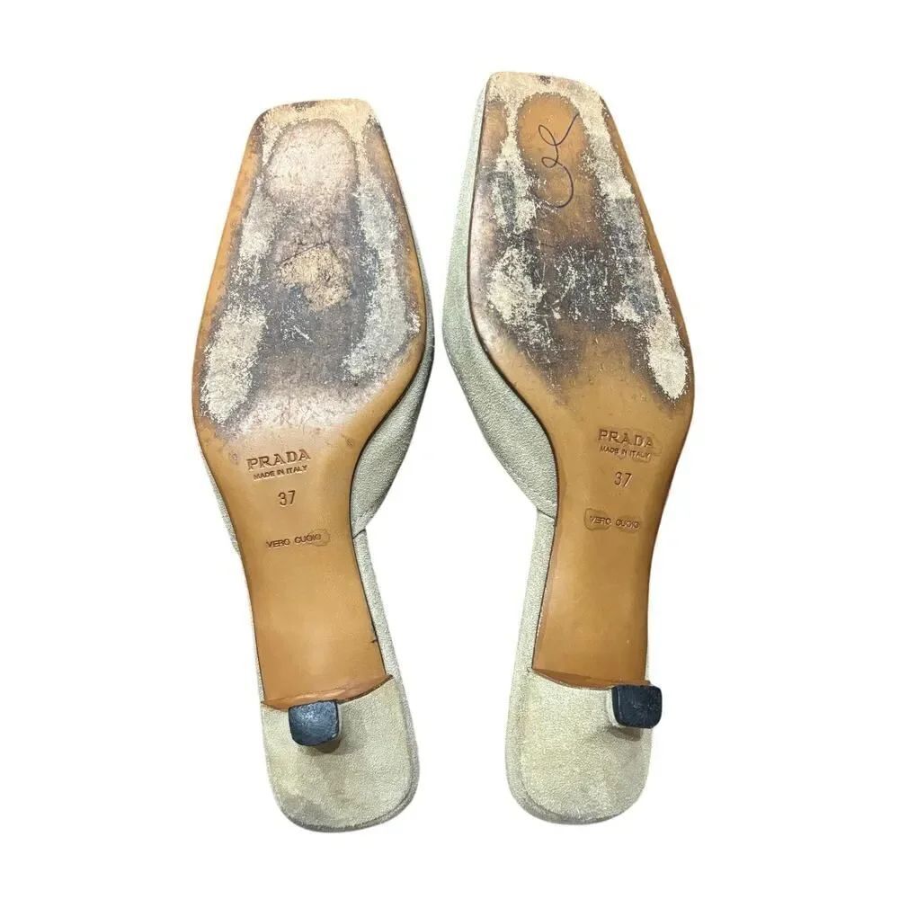 Prada beige suede tassel mules, women’s EURO size 37, US size 7 - Picture 8 of 9